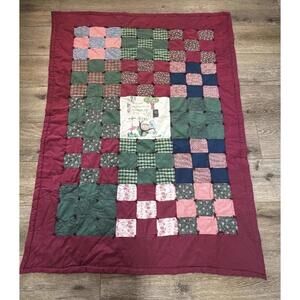 Vintage Prayer Tie Quilt Roughly 60”x 45”